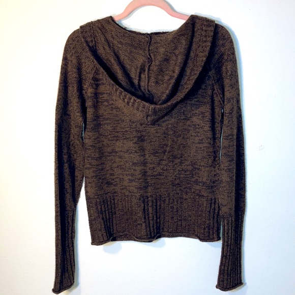 Roxy Brown Hooded V Neck Sweater Size Large - Picture 3 of 10